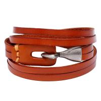 Cowhide Bracelets, with Zinc Alloy, plated, fashion jewelry & multilayer & for man 10mm Approx 24 Inch 