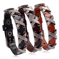 Cowhide Bracelets, with Zinc Alloy, plated, fashion jewelry & Unisex 10mm Approx 9.4 Inch 