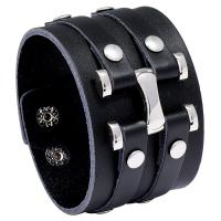 Cowhide Bracelets, with Iron & Zinc Alloy, plated, punk style & Unisex 50mm Approx 9.3 Inch 