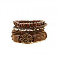 Wrap Bracelets, PU Leather, with Zinc Alloy, Tree, plated, 4 pieces & Unisex Inner Approx 60mm 