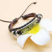 Leatheroid Cord Bracelets, Synthetic Leather, with Zinc Alloy, plated, multilayer & Unisex, Inner Approx 60mm 