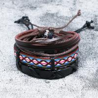 Wrap Bracelets, Synthetic Leather, with Cloth, fashion jewelry & multilayer & Unisex, Inner Approx 60mm 