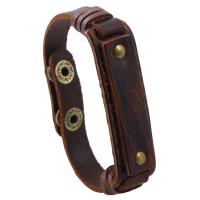 Cowhide Bracelets, with Zinc Alloy, punk style & for man, brown, 12mm Approx 9.4 Inch 