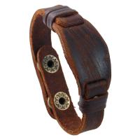 Cowhide Bracelets, with Zinc Alloy, punk style & for man, brown, 12mm Approx 8.3 Inch 