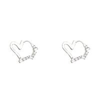 Boucles d'oreilles en laiton zircon cubique pavent, fade et jamais plaqué de haute qualité, bijoux de mode & pavé de micro zircon & pour femme, argent Vendu par paire