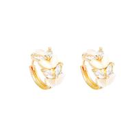 Boucles d'oreilles en laiton zircon cubique pavent, fade et jamais plaqué de haute qualité, bijoux de mode & pavé de micro zircon & pour femme, doré Vendu par paire