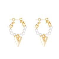 Plastic Pearl Zinc Alloy Earring, with Plastic Pearl, high quality plated, fashion jewelry & for woman, golden [