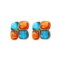 Resin Zinc Alloy Earring, with Resin, fashion jewelry & for woman & with rhinestone [