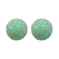 Enamel Zinc Alloy Stud Earring, gold color plated, fashion jewelry & for woman, green 