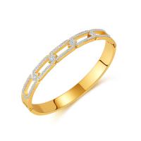 Stainless Steel Bangle, 304 Stainless Steel, Vacuum Ion Plating, fashion jewelry & micro pave cubic zirconia & for woman 7*170mm 