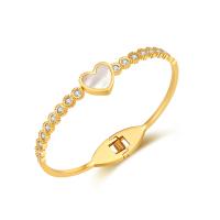 Stainless Steel Bangle, 304 Stainless Steel, with Pearl Oyster, Vacuum Ion Plating, fashion jewelry & for woman 4.5*170mm [