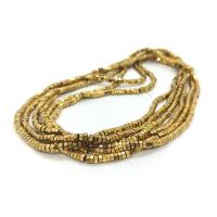 Nicht magnetische Hämatit Perlen, Sechseck, vergoldet, DIY, goldfarben, 4x2mm, Länge:ca. 40 cm, verkauft von Strang
