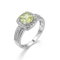 Cubic Zircon Brass Finger Ring, with Cubic Zirconia, Square, platinum plated, fashion jewelry & for woman & faceted, yellow [
