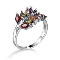 Cubic Zircon Brass Finger Ring, with Cubic Zirconia, platinum plated, fashion jewelry & for woman & faceted, multi-colored 
