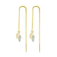 Brass Thread Through Earrings, fashion jewelry & for woman & enamel, golden, 112mm,14mm 