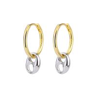 Huggie Hoop Drop Earring, Brass, plated, fashion jewelry & for woman, 25mm,18mm 