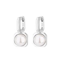 Brass Drop Earring, with Shell Pearl, fashion jewelry & for woman, 25mm,10mm 