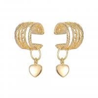 Brass Earring Clip, Heart, plated, fashion jewelry & for woman 15mm,21mm [