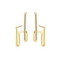 Brass Stud Earring, fashion jewelry & for woman & with rhinestone [