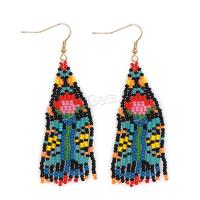 Fashion Fringe Earrings, Seedbead, with Zinc Alloy, Flower, gold color plated, Bohemian style & for woman 