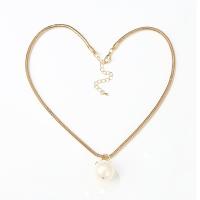Plastic Pearl Necklace, Brass, with Plastic Pearl, with 7cm extender chain, Round, gold color plated, snake chain & for woman, 20mm cm 