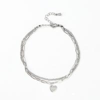 Stainless Steel Charm Bracelet, 304 Stainless Steel, with 3cm extender chain, Heart, Vacuum Ion Plating, for woman 2mm cm 