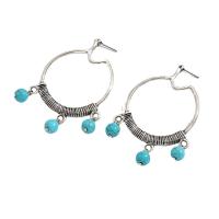Turquoise Zinc Alloy Earring, with turquoise, silver color plated & for woman, mixed colors 