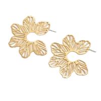 Zinc Alloy Stud Earring, Flower, gold color plated, fashion jewelry & for woman [