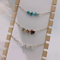 Gemstone Chip Bracelets, 304 Stainless Steel, with Natural Stone, with 5cm extender chain, irregular, plated, fashion jewelry cm 