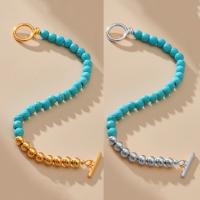 Turquoise Bracelets, 304 Stainless Steel, with Natural Turquoise, plated, fashion jewelry cm [