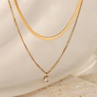 Titanium Steel Jewelry Necklace, with 5cm extender chain, plated, fashion jewelry golden cm 