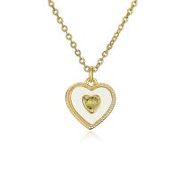 Brass Cubic Zirconia Necklace, with 5cm extender chain, Heart, plated, fashion jewelry & micro pave cubic zirconia cm 