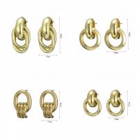 Boucle d'oreille de goutte en fer, Placage de couleur d'or, styles différents pour le choix & pour femme, 16-27mm, Vendu par paire[