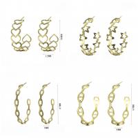 Iron Stud Earring, gold color plated & for woman & hollow, 5-47mm [