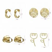 clou d'oreille en fer, Placage de couleur d'or, styles différents pour le choix & pour femme & creux, 6-35mm, Vendu par paire