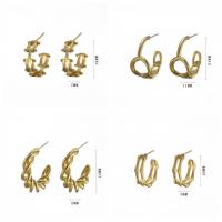 clou d'oreille en fer, Placage de couleur d'or, styles différents pour le choix & pour femme & creux, 5-24mm, Vendu par paire