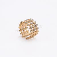 Anillo de dedo de aleación de Zinc, chapado en color dorado, Joyería & para mujer & con diamantes de imitación, dorado, 18x12mm, Vendido por UD