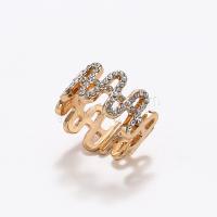 Rhinestone Zinc Alloy Finger Ring, gold color plated, fashion jewelry & micro pave rhinestone & for woman, golden 