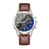 Men Wrist Watch, PU Leather, with Glass & Zinc Alloy, fashion jewelry & coated & for man 