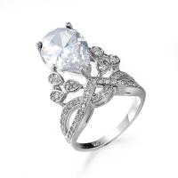 Cubic Zircon Brass Finger Ring, with Cubic Zirconia, platinum plated, fashion jewelry & for woman & faceted 
