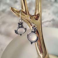 Brass Drop Earring, with Sea Opal, antique silver color plated, vintage & fashion jewelry & for woman, clear, 32mm [