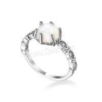 Zirkonia Messing Finger Ring, mit kubischer Zirkonia & Harz, rund, platiniert, Modeschmuck & verschiedene Größen vorhanden & für Frau, weiß, verkauft von PC