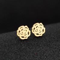 Stainless Steel Stud Earring, 304 Stainless Steel, Rose, Vacuum Plating, fashion jewelry & for woman & hollow, golden Approx [