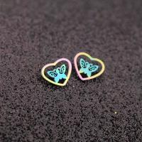 Stainless Steel Stud Earring, 304 Stainless Steel, Heart, Vacuum Plating, fashion jewelry & for woman & hollow, multi-colored Approx [