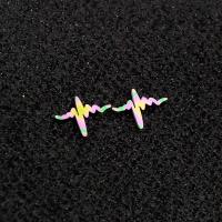 Stainless Steel Stud Earring, 304 Stainless Steel, Electrocardiographic, Vacuum Plating, fashion jewelry & for woman, multi-colored Approx [