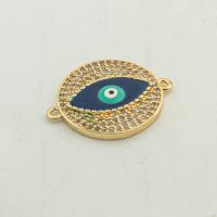 Evil Eye Jewelry Connector, Brass, high quality gold color plated, DIY & micro pave cubic zirconia Approx 0.2mm 