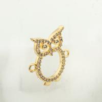 Cubic Zirconia Micro Pave Brass Connector, Owl, high quality gold color plated, DIY & micro pave cubic zirconia Approx 0.1mm 
