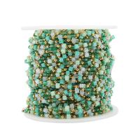 Edelstein Perlen Kette, 304 Edelstahl, mit Kristall, Vakuum-Ionen-Beschichtung, DIY, keine, 2.5mm,2mm, 2m/Tasche, verkauft von Tasche