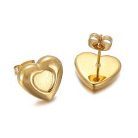 Stainless Steel Stud Earring, 304 Stainless Steel, Heart, Vacuum Ion Plating, for woman 