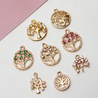 Rhinestone Brass Pendants, gold color plated, fashion jewelry & with rhinestone & hollow [